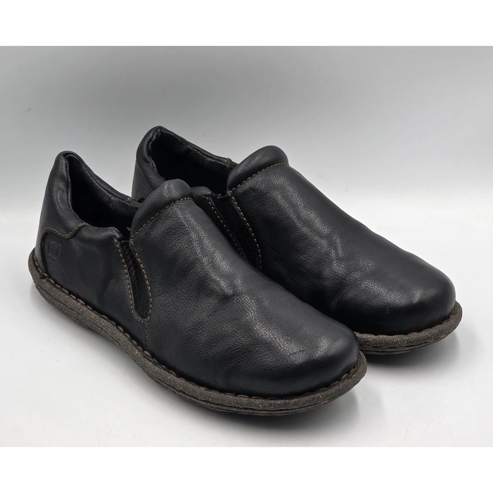 Børn D15203 Black Leather Slip On Shoes Women's 9 EU 40.5 Comfort
